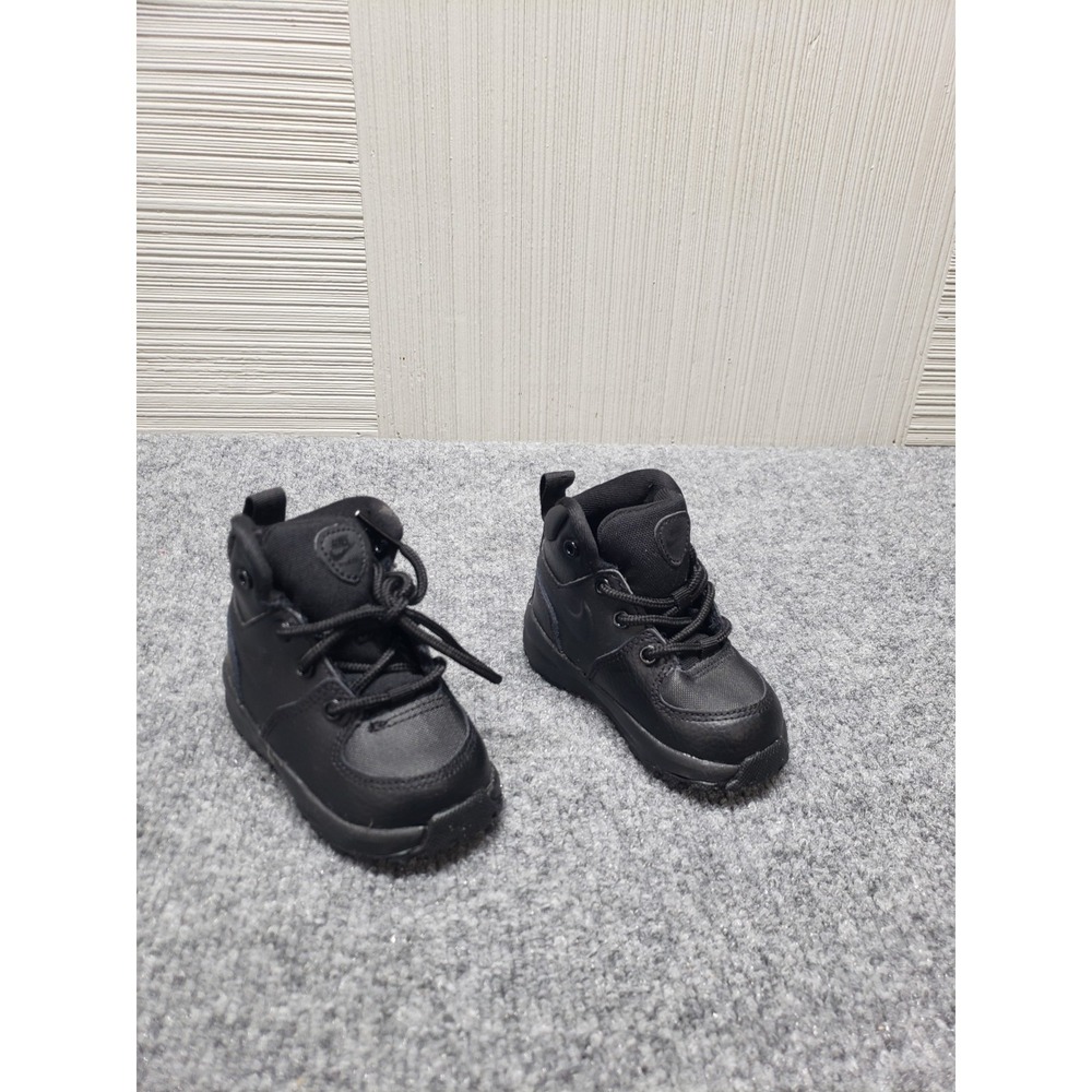 Nike Manoa LTR Toddler Sneaker Shoe 4C Black Leather Boots High Top Lace Up Wear